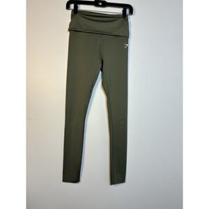 gymshark leggings Sz Small Green Skinny Fold Over Waist Athletic Full Length